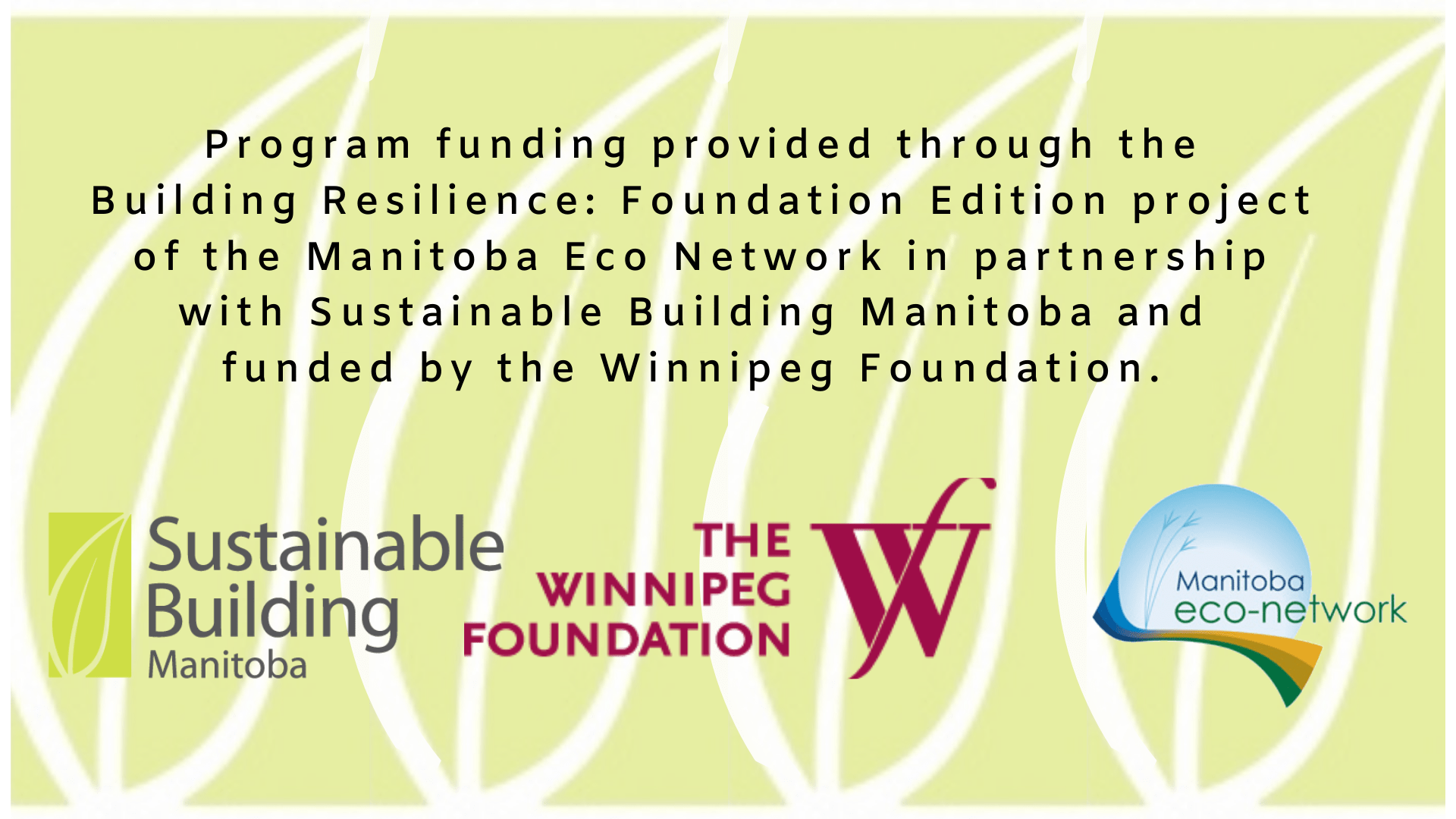 Winnipeg Foundation, Manitoba Eco Network and SBM logos